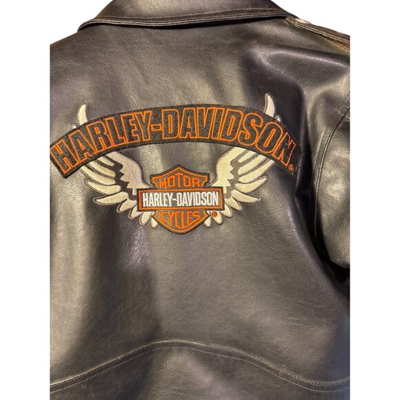 Harley-Davidson Boys Faux Leather Motorcycle Jacket Size 6 With Embroidered Logo - Picture 11 of 13